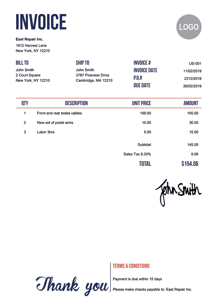 100 Free Invoice Templates Print Email Invoices
