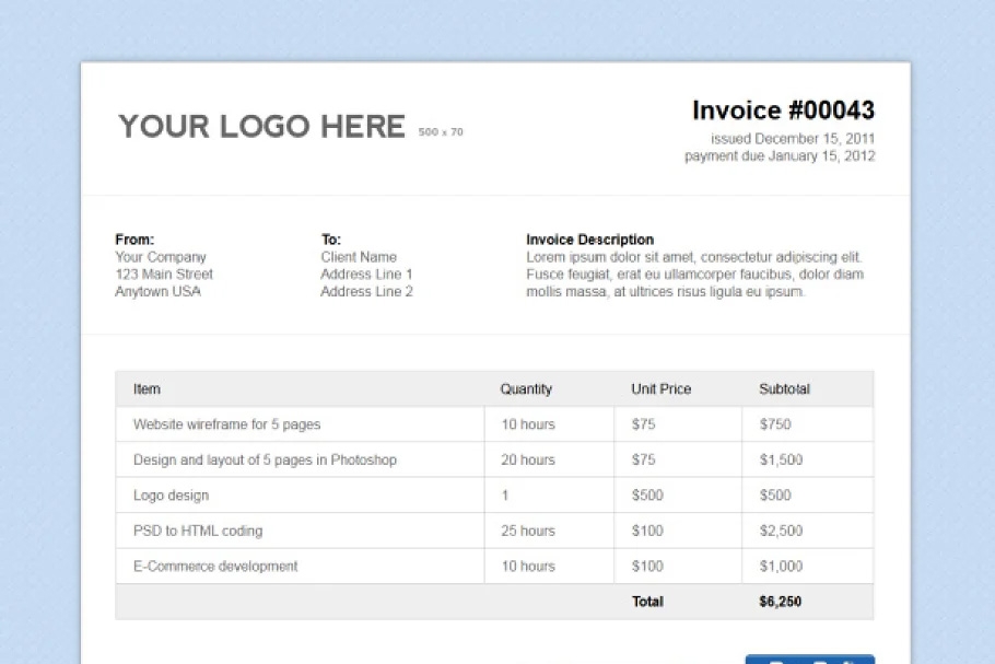 15 Best HTML Invoice Templates Free Paid Immense Art