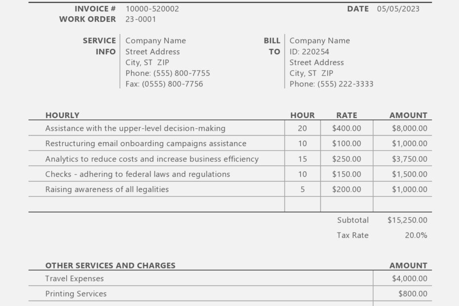 15 Printable U0026 Free Invoice Templates Excel Doc PDF