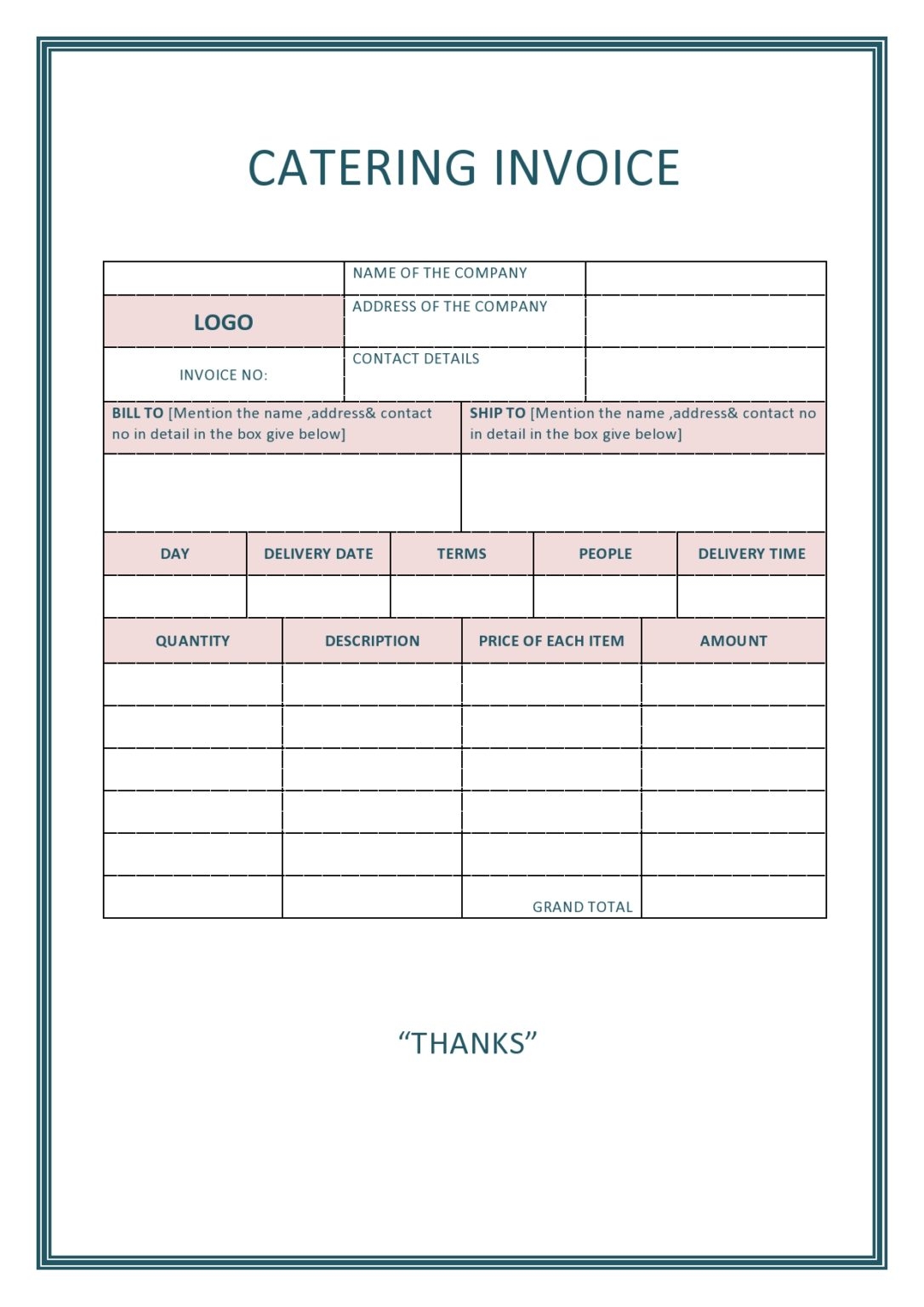 30 Free Catering Invoices Templates Samples 