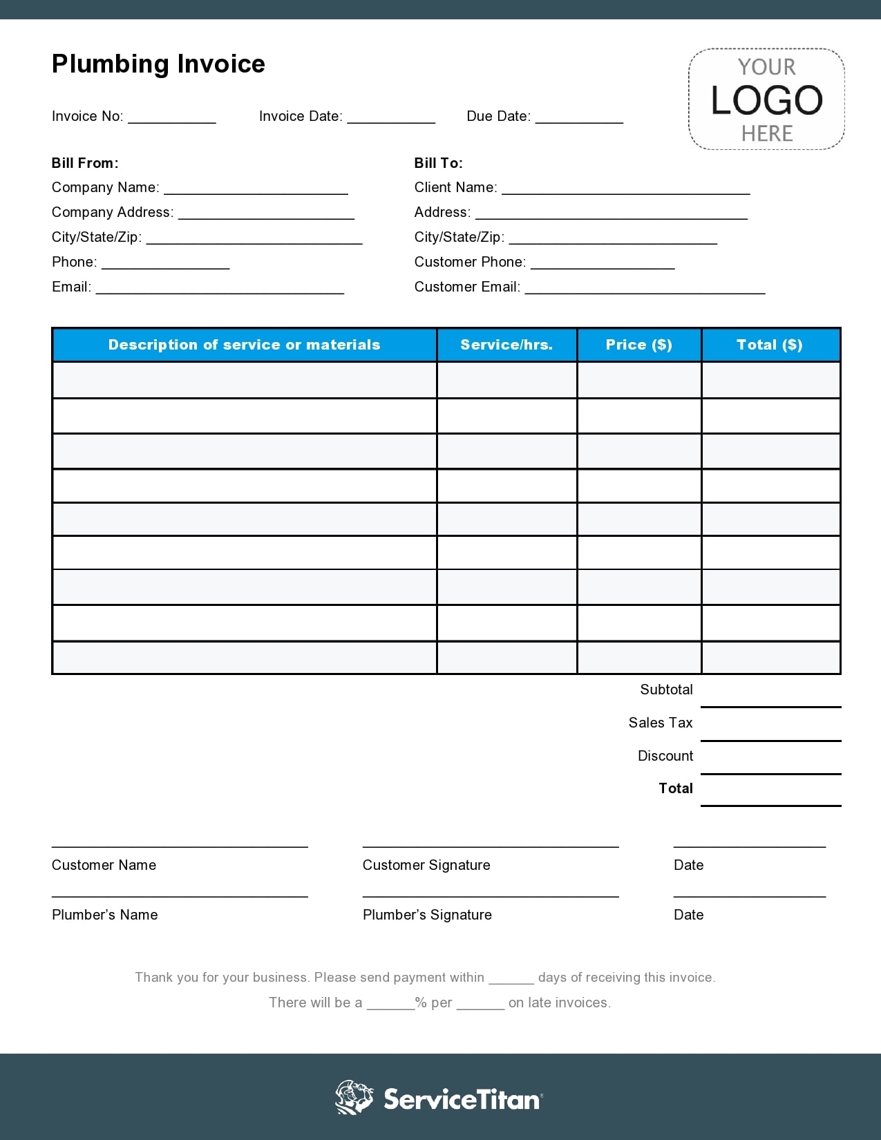 40 Real U0026 Fake Plumbing Invoice Templates Free 