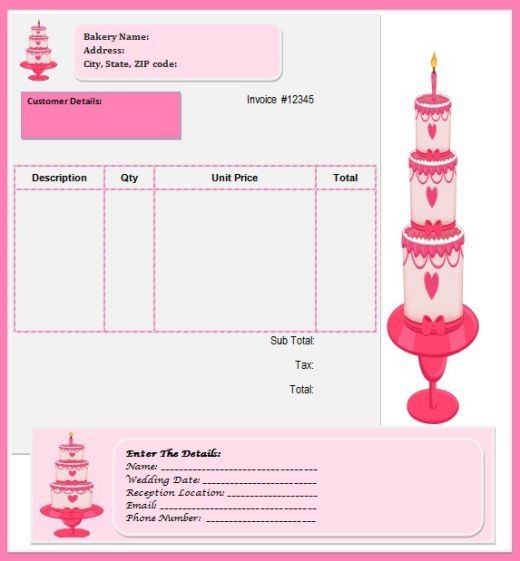 7 Free Cake Invoice Templates For Bakery Business Template Sumo 