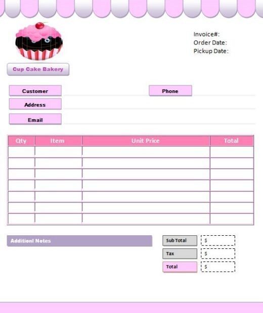 7 Free Cake Invoice Templates For Bakery Business Template Sumo