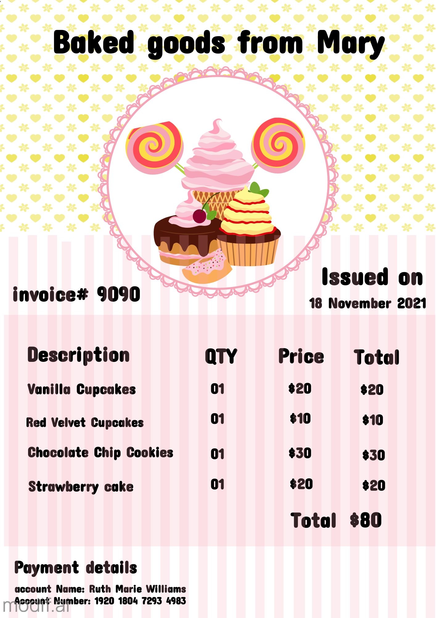 Bakery Business Invoice Design Template Mediamodifier