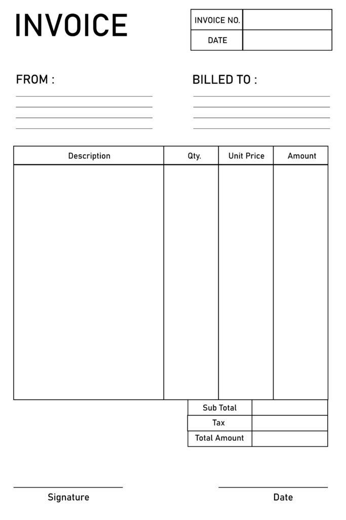 Blank Invoice Template Free Printable FREE Printables