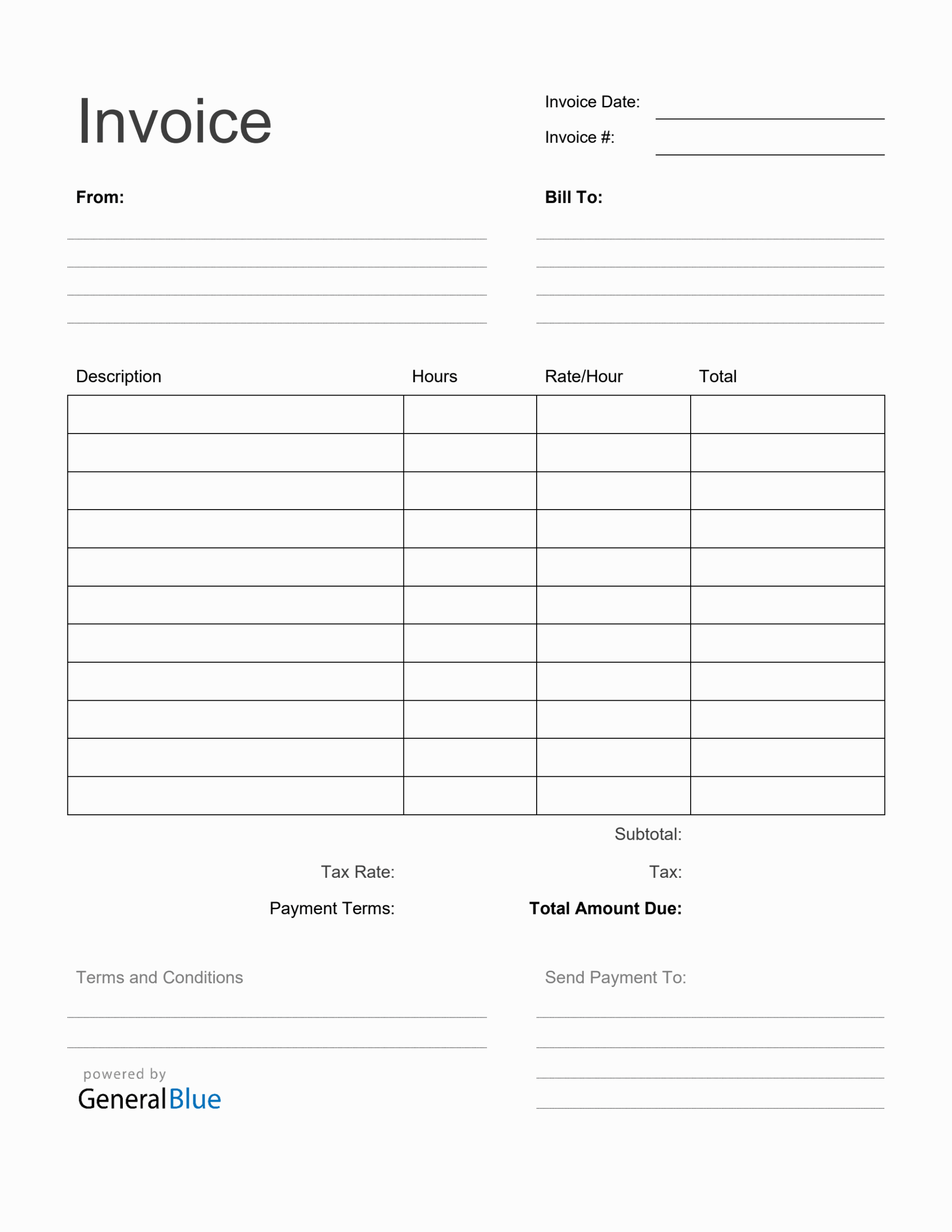 Blank Invoice Template In Word Printable Worksheets Library