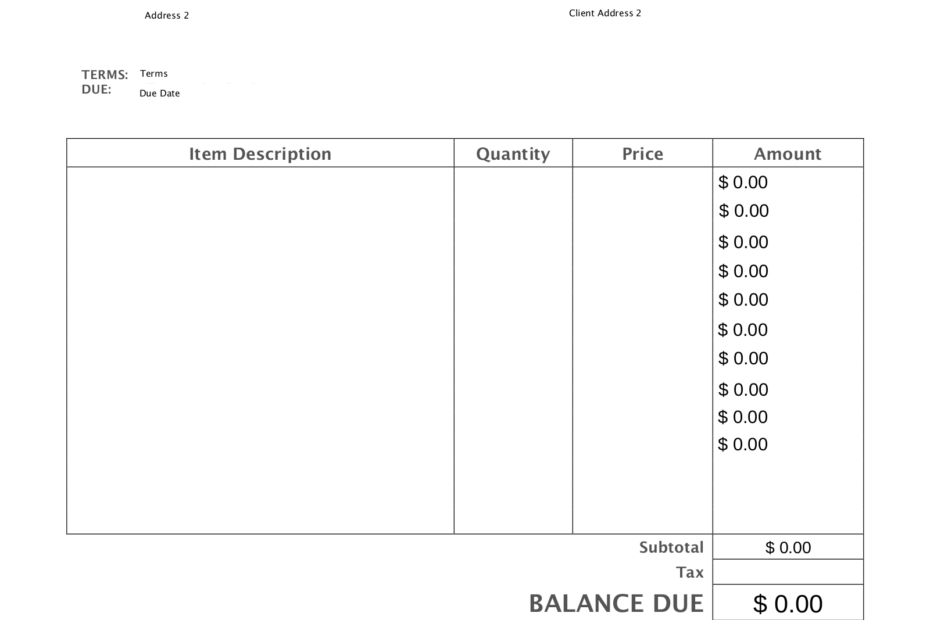 Blank Invoice Templates