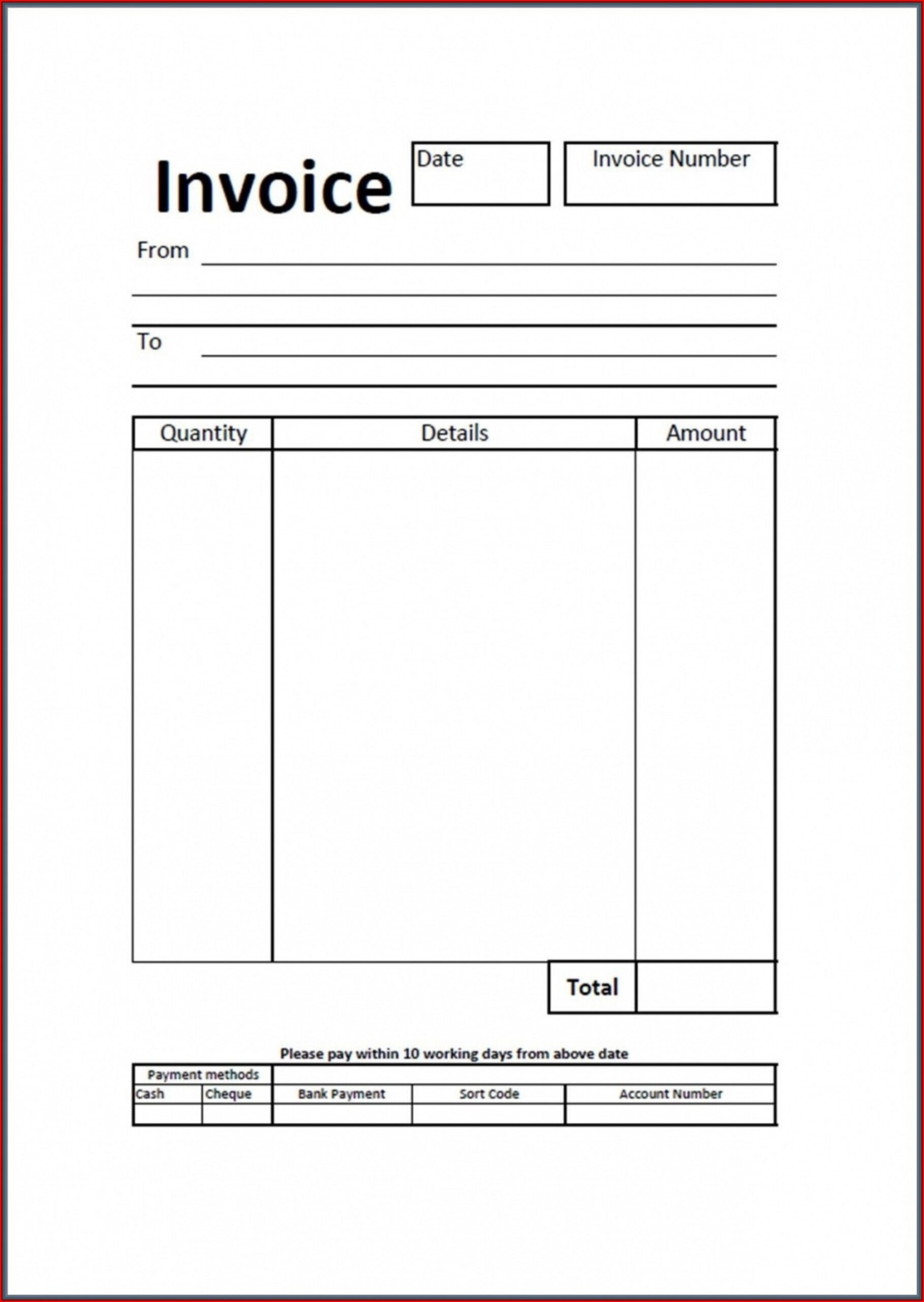 Blank Printable Invoice Forms Blank Printable Invoice Forms