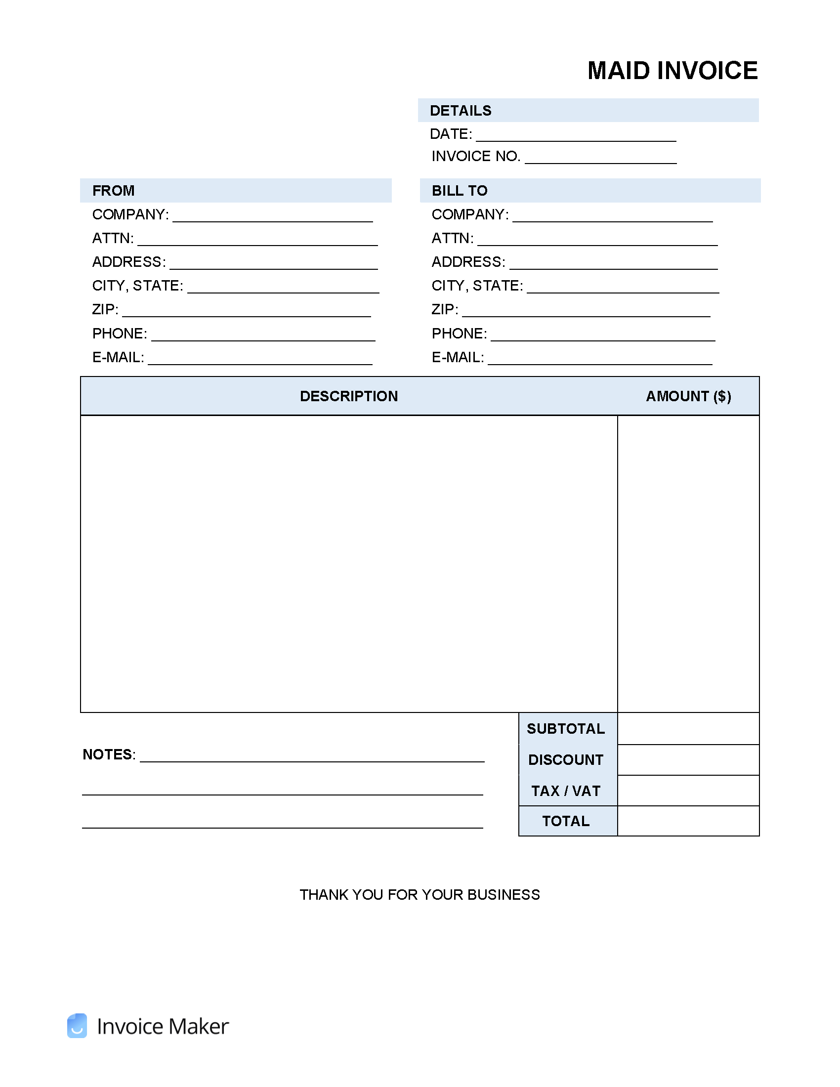 Cleaning Service Invoice Template Invoice Maker