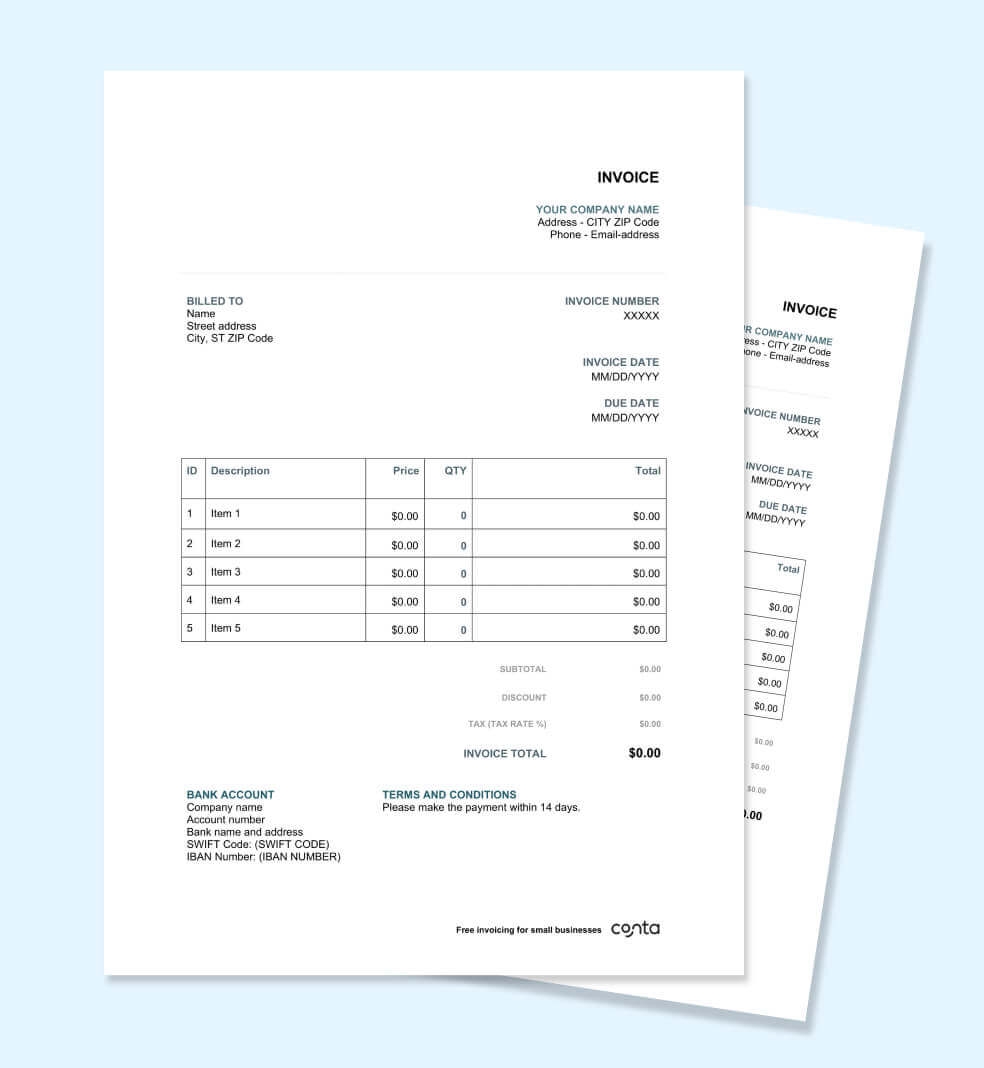 Construction Invoice Template Free Bill Format Word Excel PDF Conta