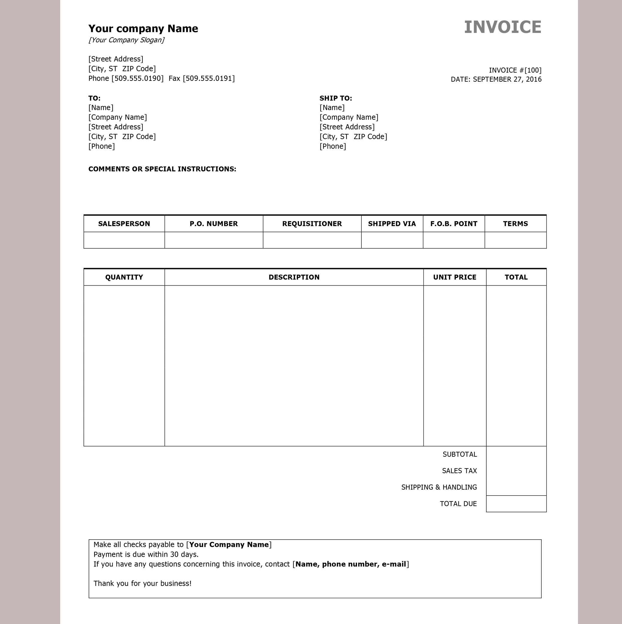 Create And Print Your Own Invoices Using This Simple Invoice Template 