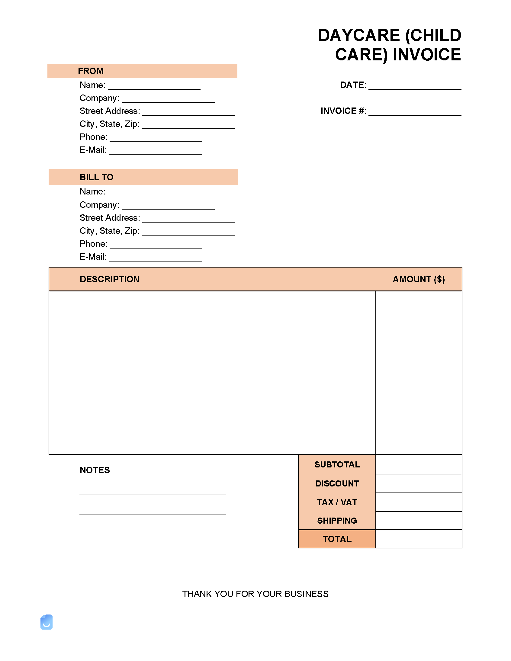 Daycare Child Care Invoice Template Invoice Maker