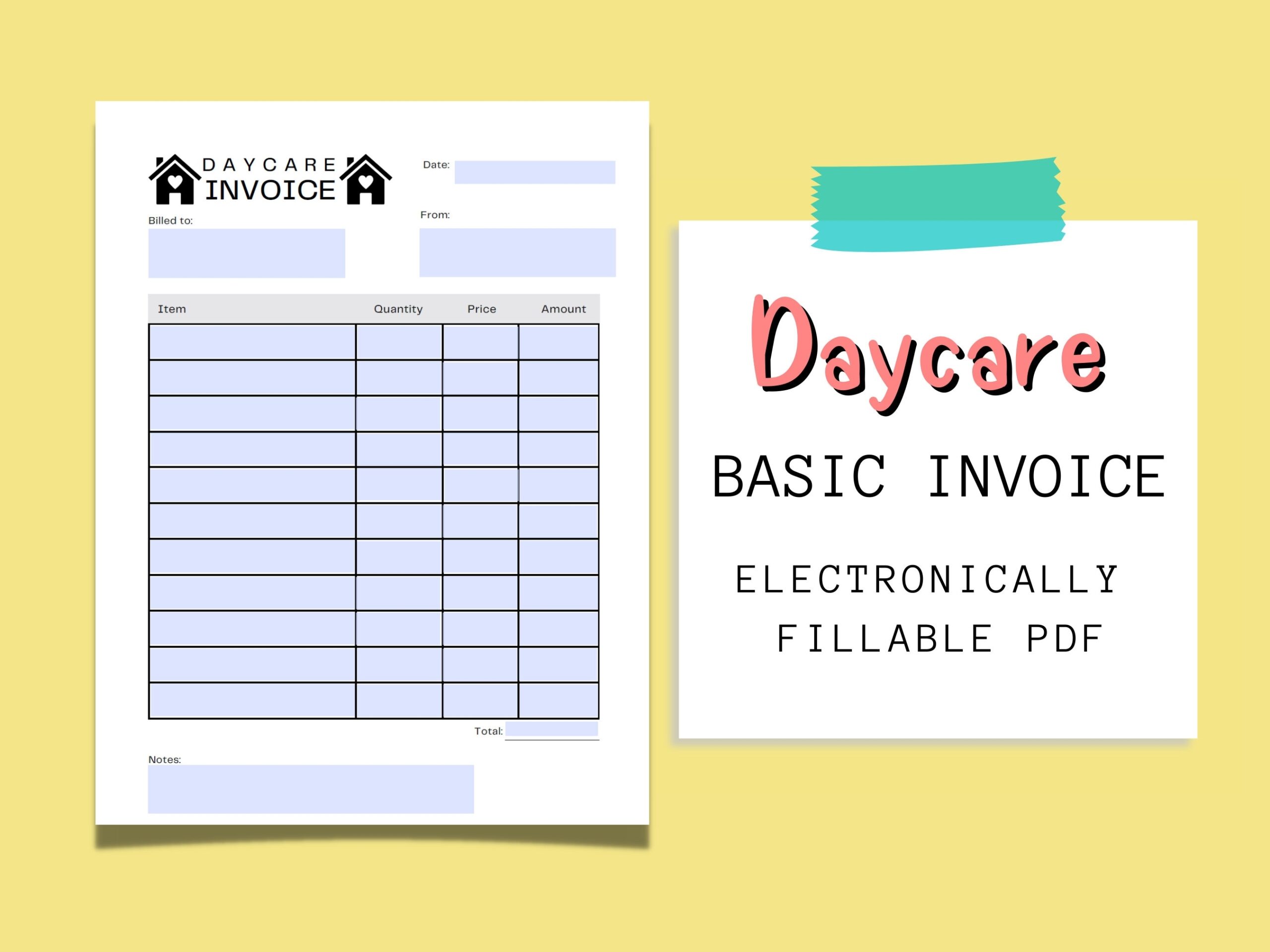 Daycare Invoice Childcare Invoice Fillable Invoice For Daycares 