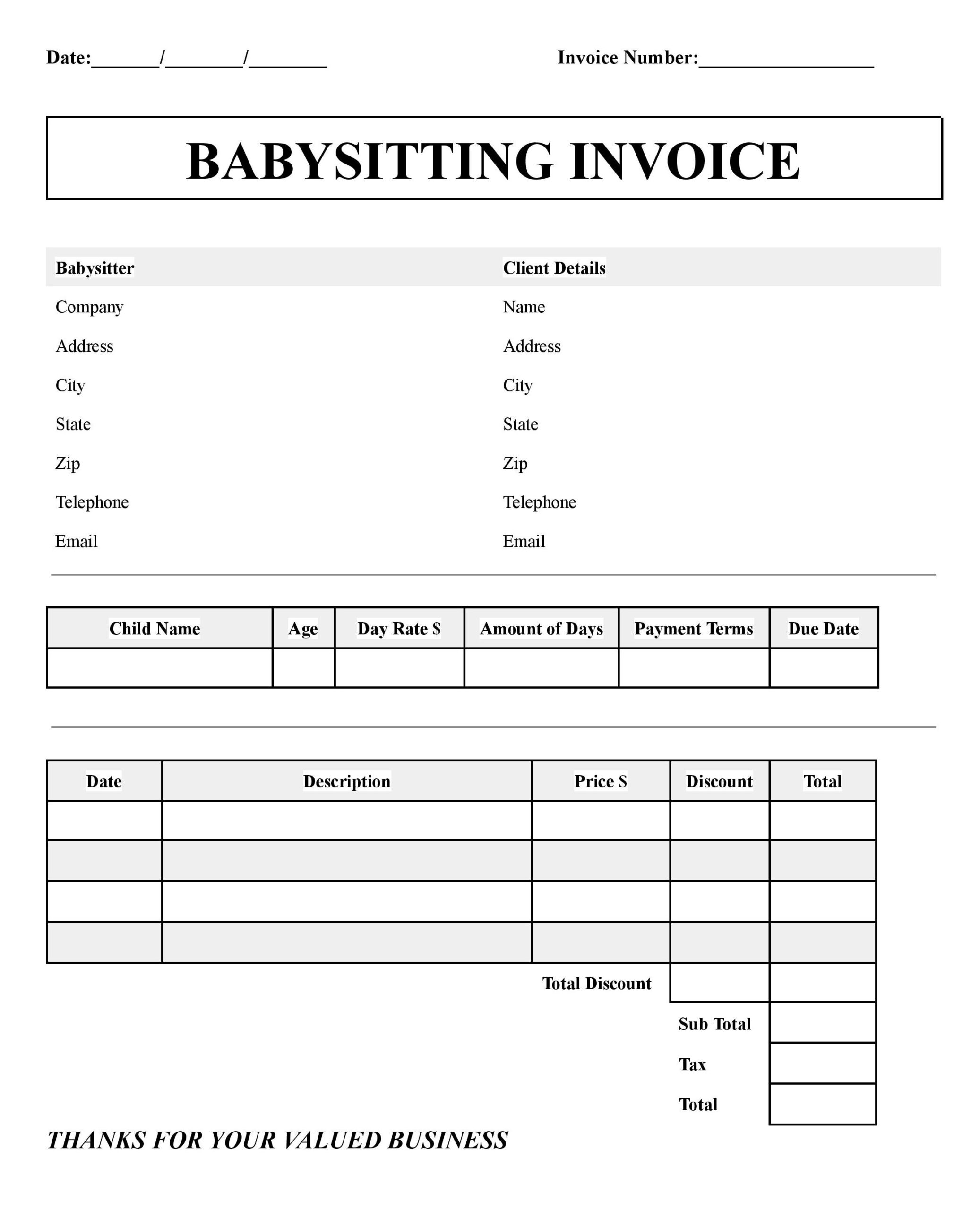 Daycare Invoice Template Free Use The Daycare Invoice From 