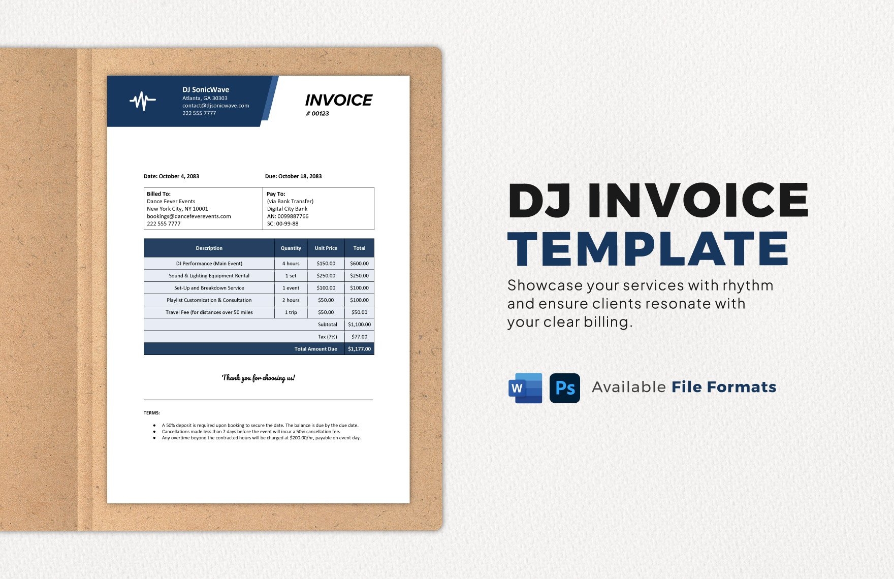 DJ Invoice Template In MS Word Photoshop Download Template 