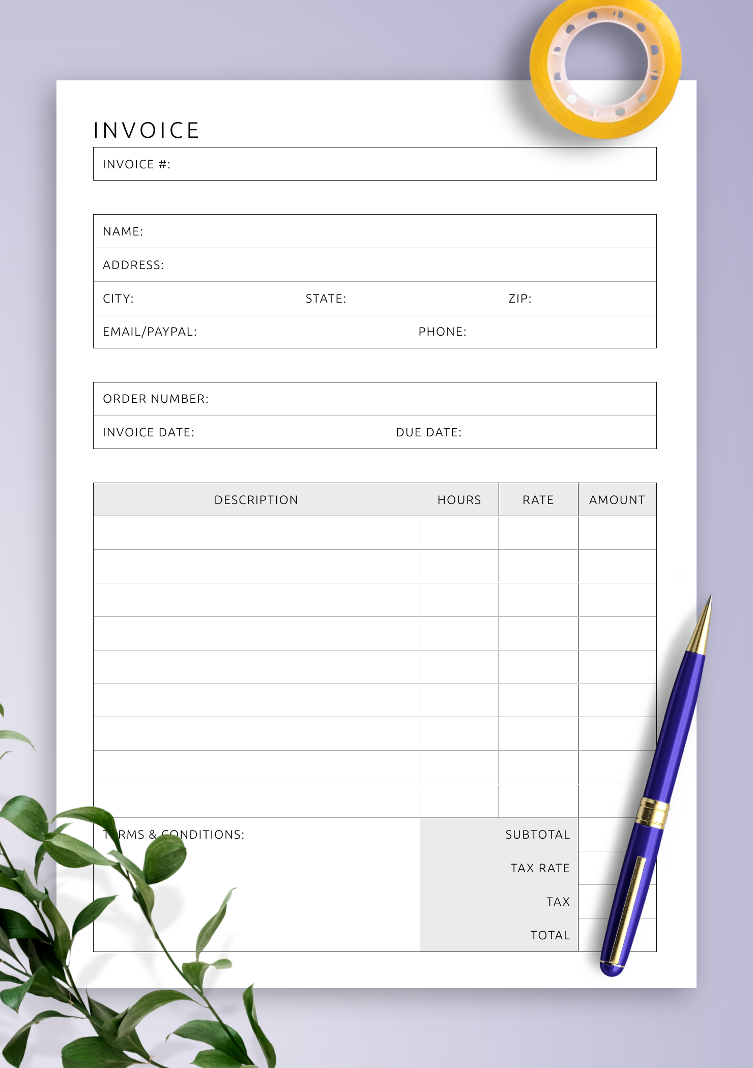 Download U200bPrintable Invoice Templates Customizable PDF