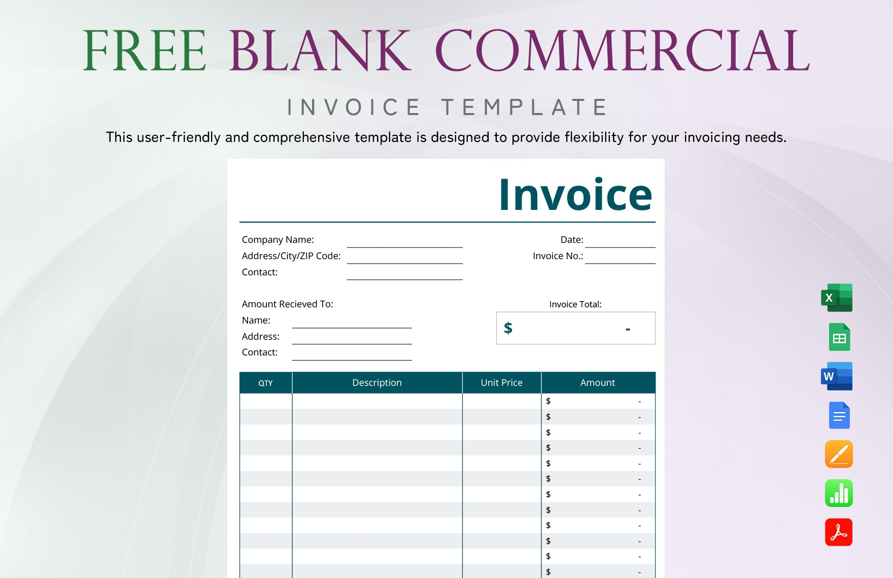 Editable Commercial Invoice Templates In Word To Download
