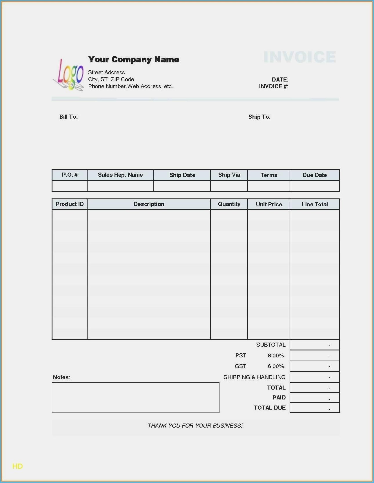Editable Free Blank Invoice Templates In Pdf Word Excel Fillable Cash 