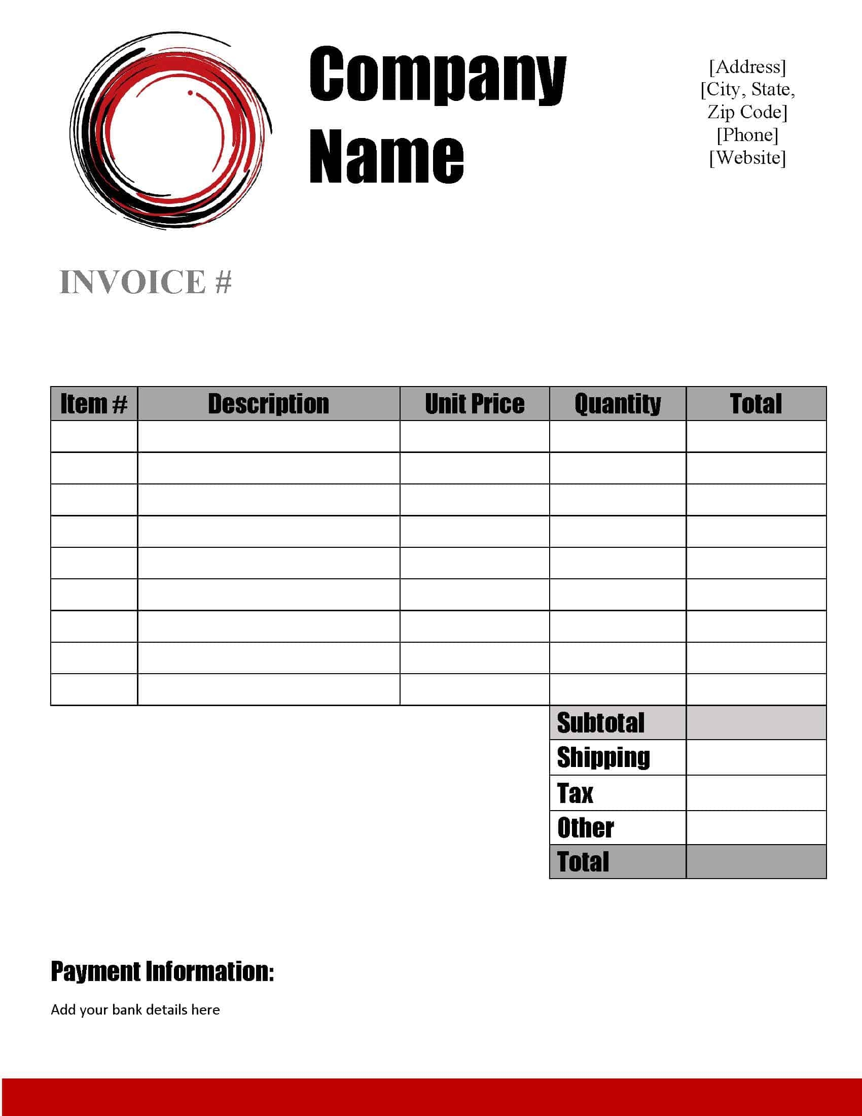 Editable Printable Invoice Template