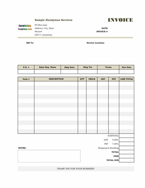 FREE 11 Handyman Invoice Templates In PDF MS Word Excel