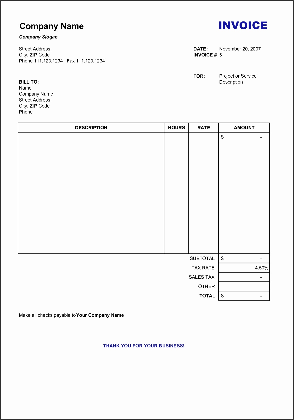 Free Bill Invoice Template Printable Printable Templa Vrogue co