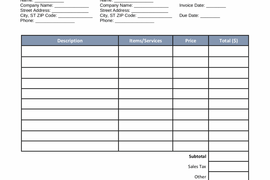 Free Blank Invoice Templates 30 PDF EForms