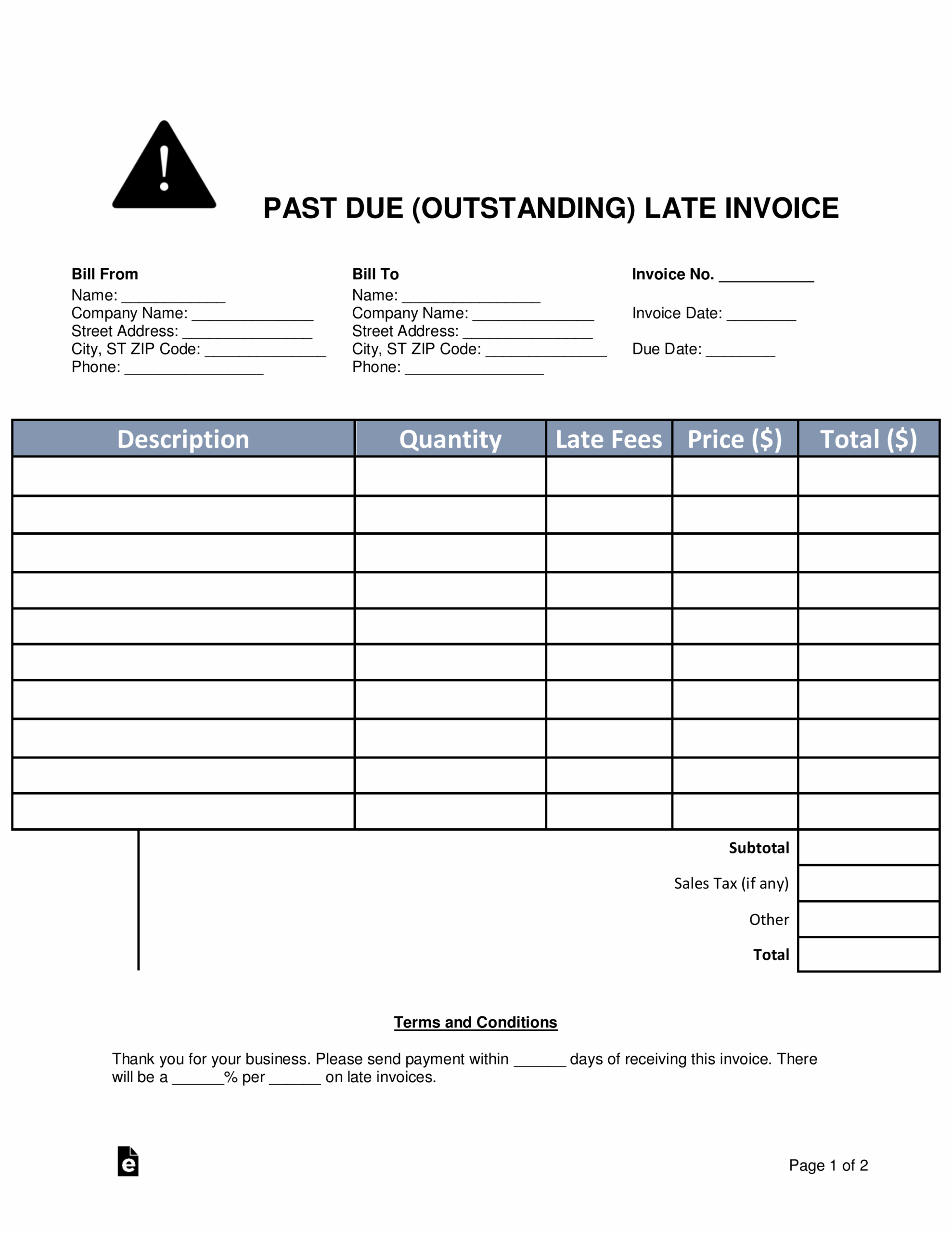 Free Blank Invoice Templates 30 PDF EForms