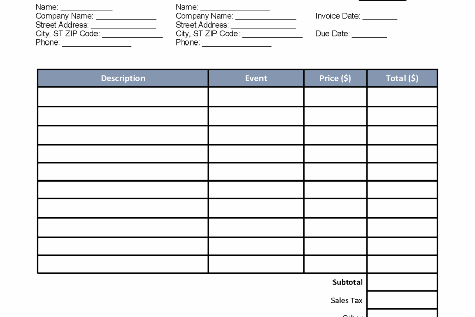 Free Catering Invoice Template PDF Word EForms