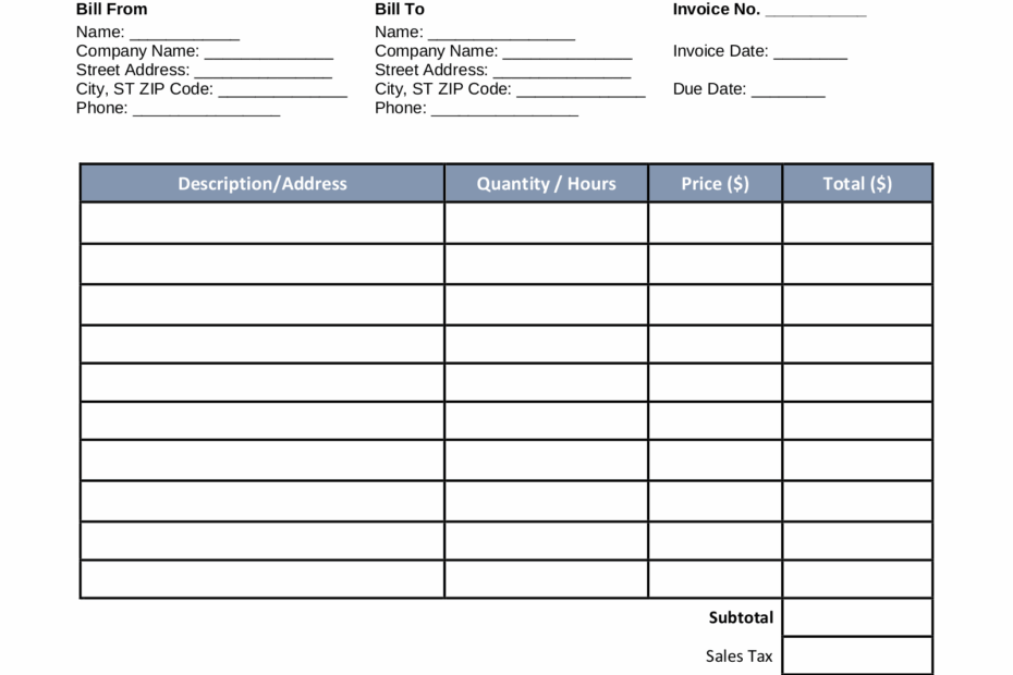 Free Cleaning Housekeeping Invoice Template PDF Word EForms