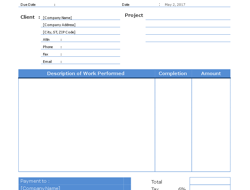 Free Contractor Invoice Template Printable Templates