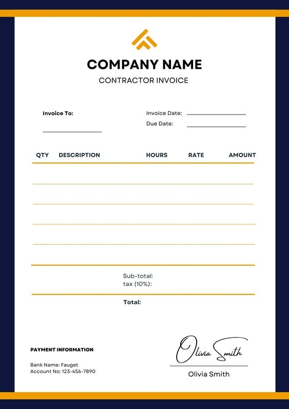 Free Contractor Invoice Templates To Edit And Print Canva