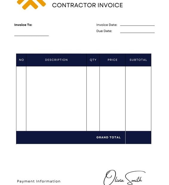 Free Contractor Invoice Templates To Edit And Print Canva