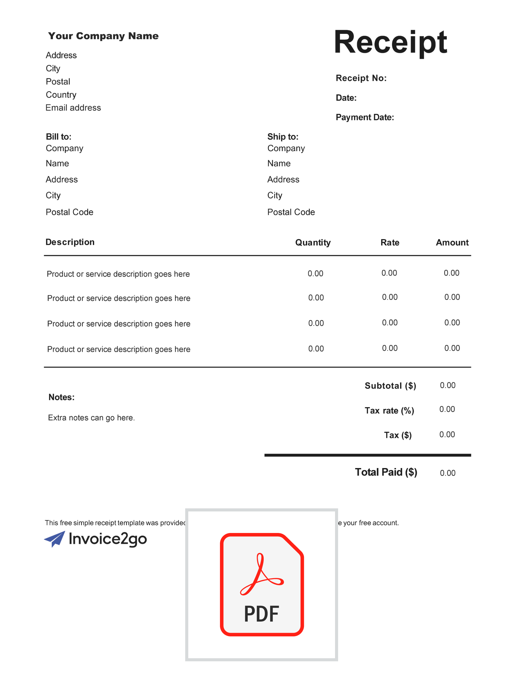 Free Contractor Receipt Templates Invoice2go
