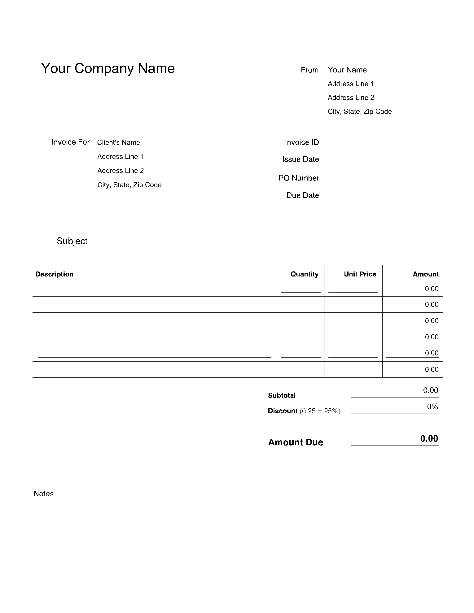 Free Editable Invoice Template Pdf