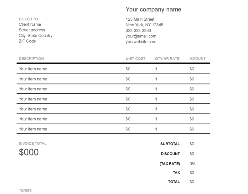 Free Google Docs Invoice Templates