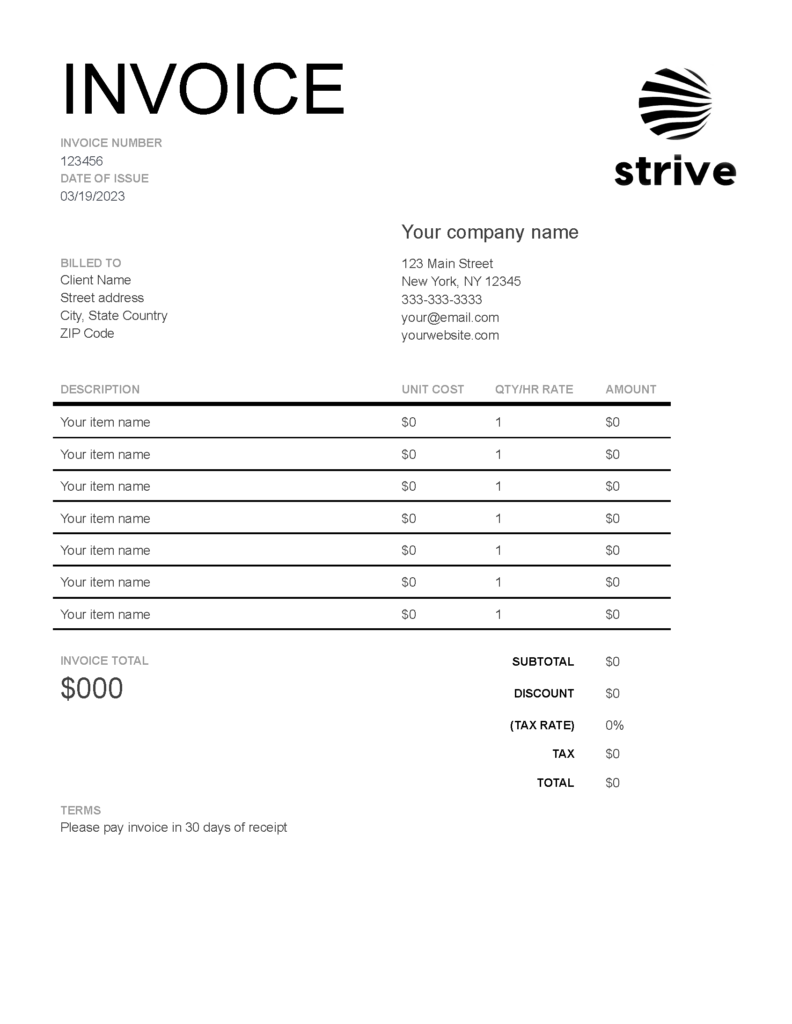 Free Google Docs Invoice Templates