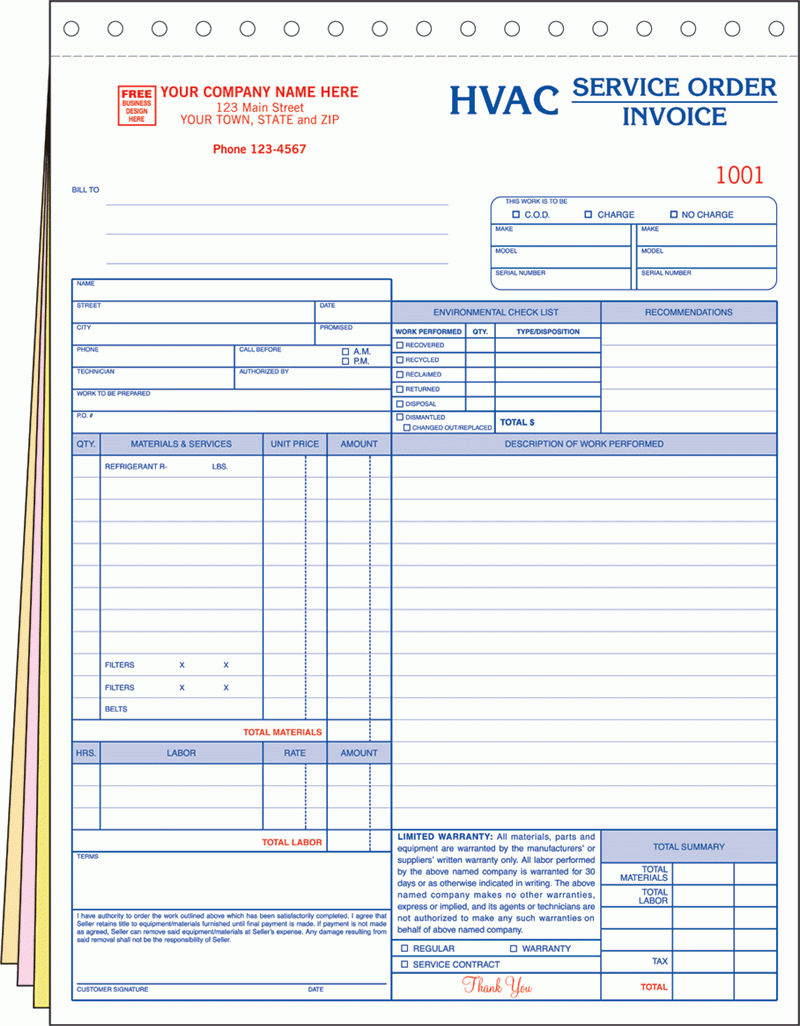Free hvac invoice template Db excel