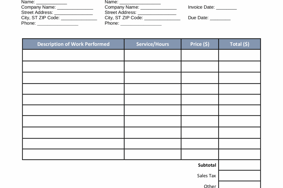 Free HVAC Invoice Template PDF Word EForms