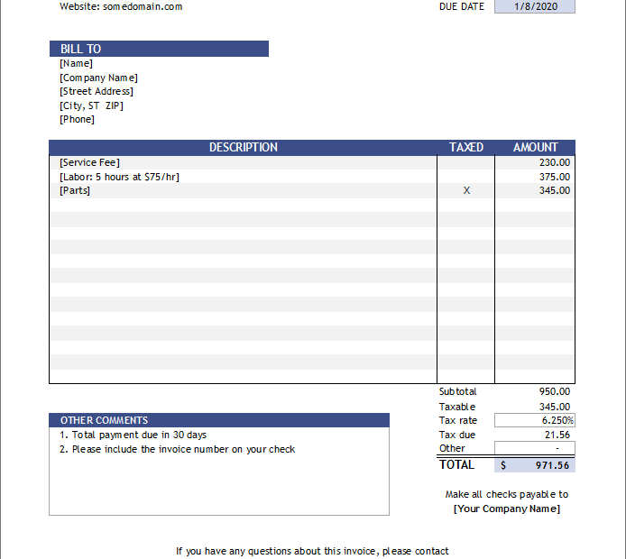 Free Invoice Template For Excel