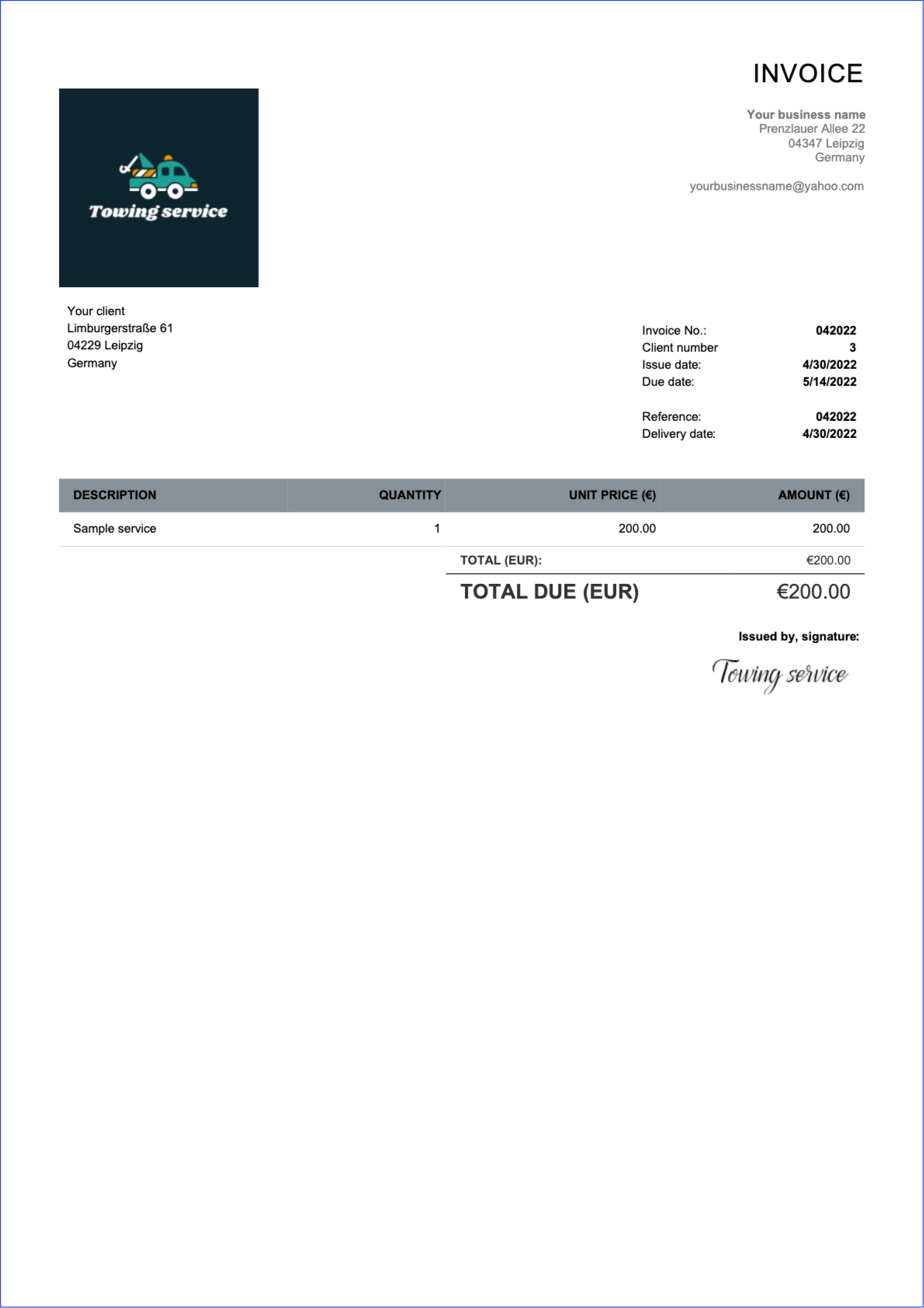 Free Invoice Template For Self Employed Billdu