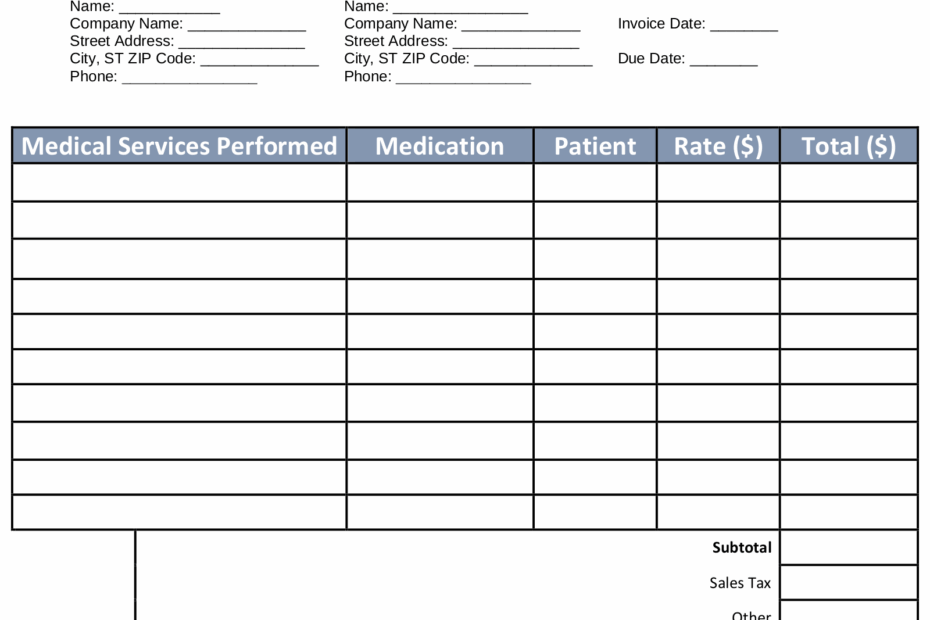 Free Medical Invoice Template PDF Word EForms