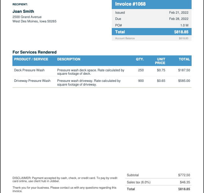 Free Pressure Washing Invoice Template Invoice Generator