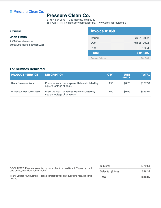 Free Pressure Washing Invoice Template Invoice Generator