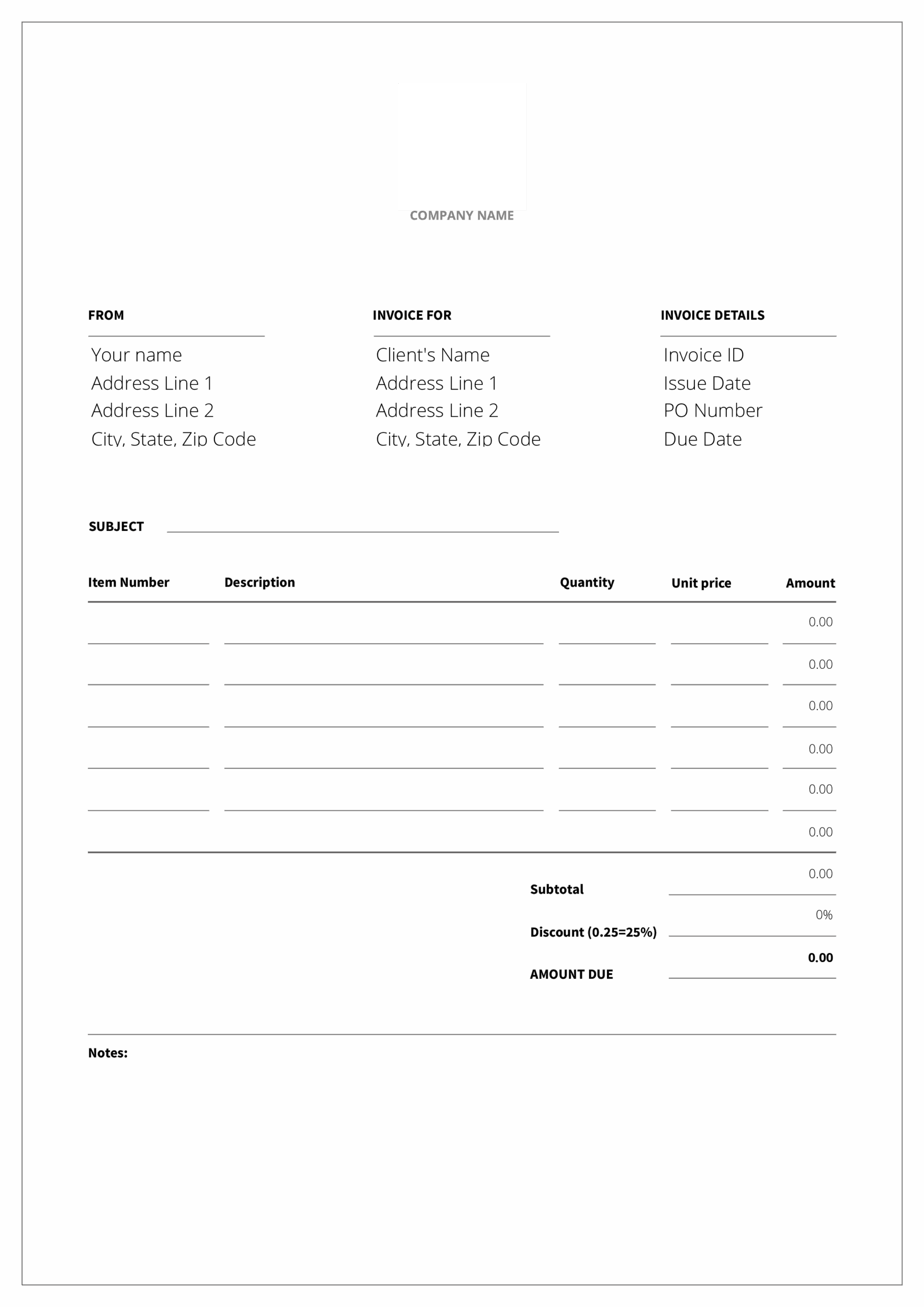 Free Printable Bakery Invoice Printable Templates