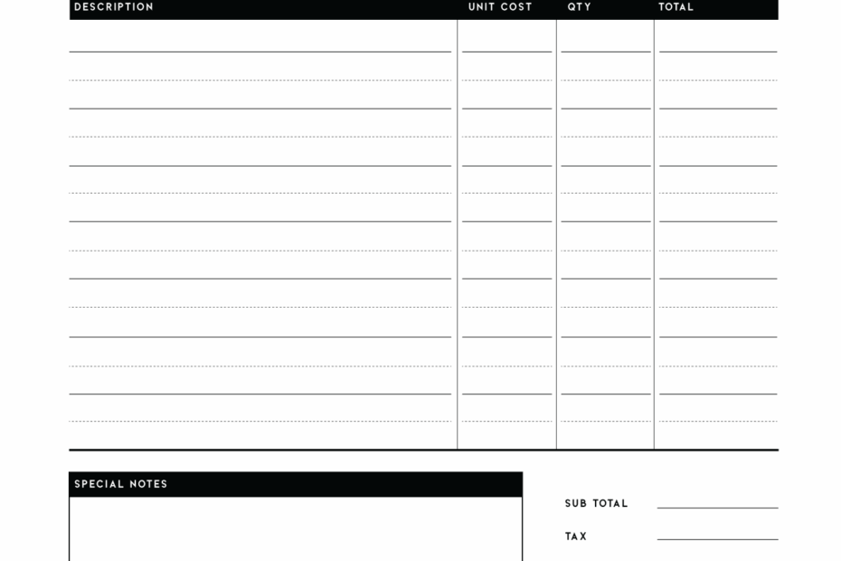 Free Printable Blank Invoice Templates