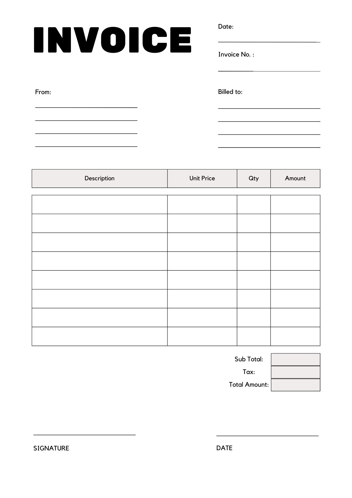 Free Printable Blank Invoice Templates PDF Included Printables Hub