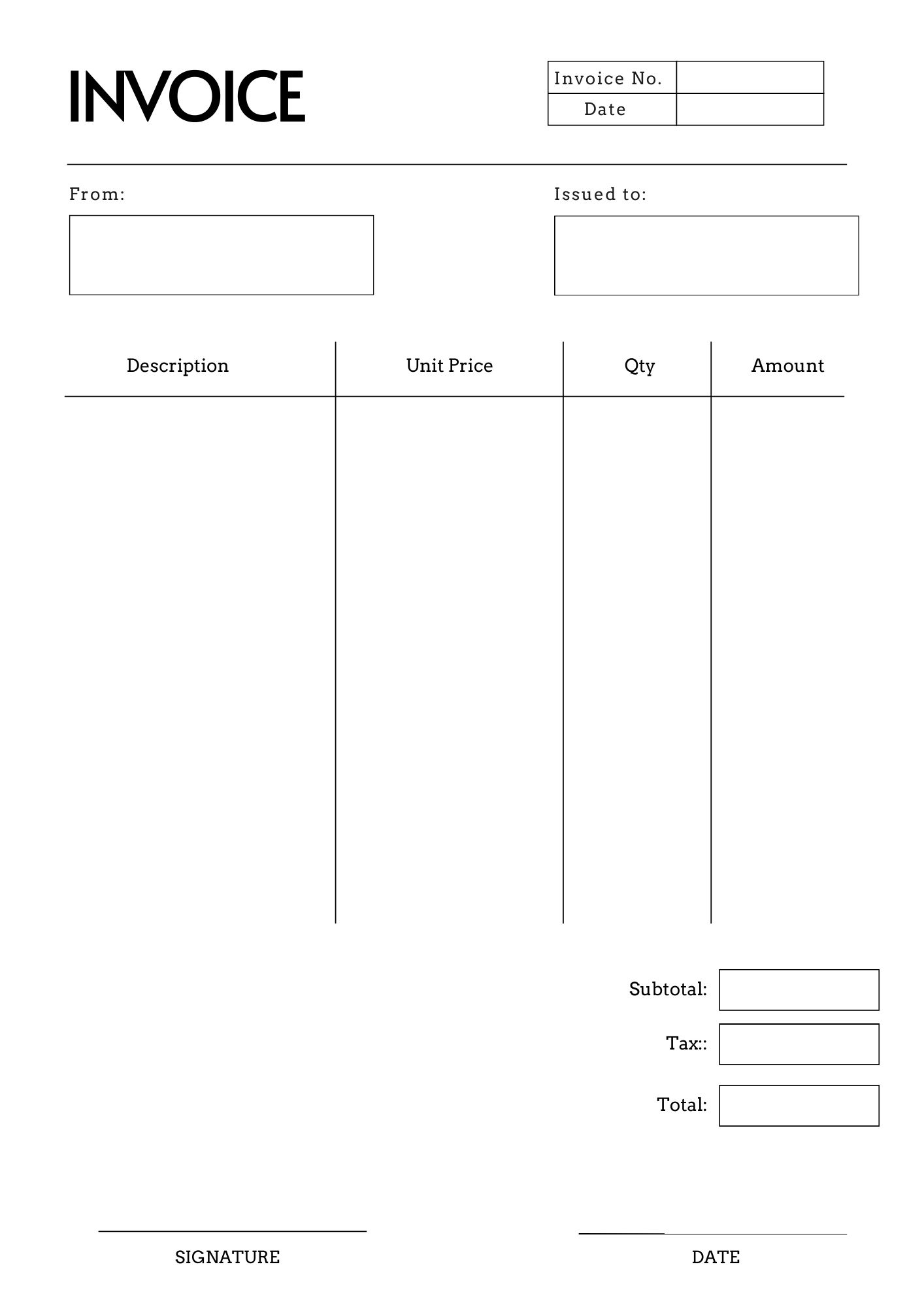 Free Printable Blank Invoice Templates PDF Included Printables Hub Free Printable Blank Invoice Templates PDF Included Printables Hub