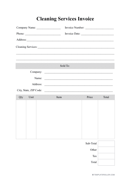 Free Printable Cleaning Invoice Template