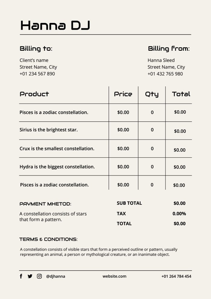 Free Printable Dj Invoice Download Free Printable Dj Invoice Png 