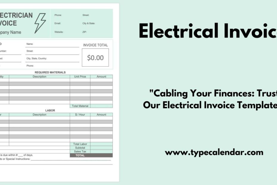 Free Printable Electrical Invoice Templates Word PDF Example